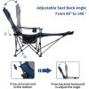 Camping Lounge Chair, Portable Camping Chair with Footrest, Folding Reclining Camping Chair,Storage Bag & Headrest, Mesh Recliner