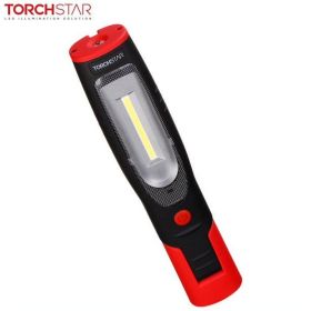 TORCHSTAR Rechargeable LED Work Light, UL-listed Power Supply, USB Charging Port, Dual Magnetic Bases & 360° Rotate Hanging Hooks, Handheld Flashligh