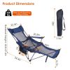 Camping Lounge Chair, Portable Camping Chair with Footrest, Folding Reclining Camping Chair,Storage Bag & Headrest, Mesh Recliner