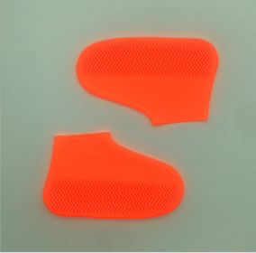 Men and women hiking slip wearable easy to carry silicone rain boots (Option: Orange-L)