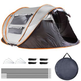 5-8 Person Pop Up Tent Automatic Setup Camping Tent Waterproof Instant Setup Tent with 4 Tent Poles 2 Mosquito Net Windows Carrying Bag for Hiking Cli (Type: Khaki_5-8People)